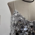 thumbnail image 3 of Yvsxxv Silver Fish Scale Sequin Tank Top V Neck Cami Vest 1Pc, 3 of 7