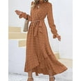 thumbnail image 5 of FreshPretty Womens Boho Cocktail Maxi Dress Fall Fashion V Neck Long Sleeve Swiss Dot Flowy Slit Wedding Guest Dresses, 5 of 6