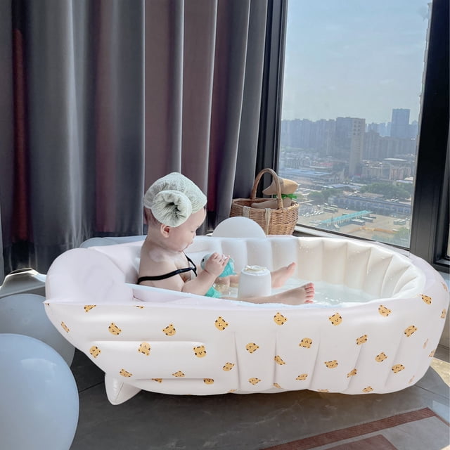 Bañera Plegable Para Bebé, Bañera Inflable Portátil Para Niños Pequeños Con Bomba De Aire Integrada Para Recién Nacidos Y Bebés