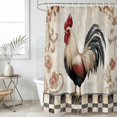 thumbnail image 6 of White Retro Rooster Shower Curtain Set - Long 72" x 84" Washable Bathtub Curtain with 12 Hooks, Watercolor Pastoral Animals Plaid Waterproof Fabric Stall Shower Curtains for Bathroom/Bathtub Décor, 6 of 6