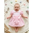 thumbnail image 4 of BemeyourBBs Kids Toddler Baby Girl Birthday Dress Outfit 1 2 3 4 Years Old Birthday Dress Summer Clothes Little Baby Girl Puff Short Sleeve Doll Collar Bow Letter Embroidery Front Bow A-Line Dress, 4 of 9