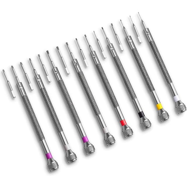 Juego de 8 Destornilladores Profesionales, Kit de Destornilladores de Precisión VAKOGAL Micro 0.6-1.6mm, 8 Cuchillas de Repuesto Adicionales para Reparación de Relojes, Reparación de Gafas, Trabajo en