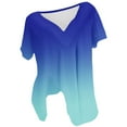 thumbnail image 5 of Summer Savings Clearance! cocolona Womens Summer Plus Size Tops Fashion Casual Gradient Color Print V Neck Short Sleeve Ruched Shirts Loose Tees Blouse on Clearance, 5 of 5