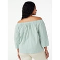 thumbnail image 4 of Free Assembly Women's Elasticated Top with ¾-Sleeves, 4 of 5