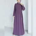 thumbnail image 3 of IDOPIP Women Muslim Abaya Dress Long Sleeve Self Tie Modest Dress Ramadan Eid Prayer Clothes, 3 of 7
