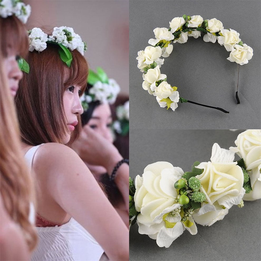 Floral Flower Garland Floral Bridal Girl Headband Hairband Wedding Prom Party