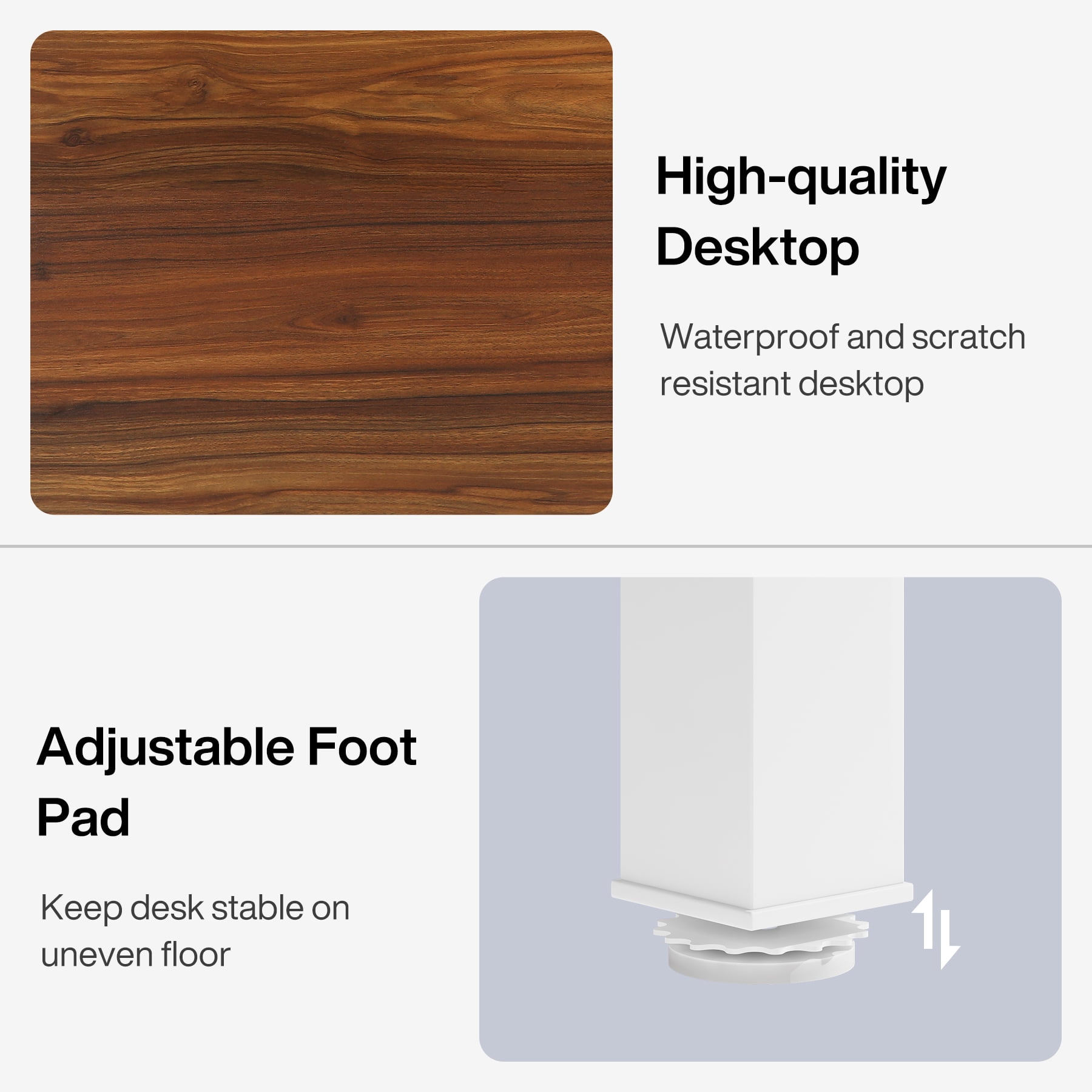 Fnova 78.7" Modern Computer Desk with Wood Desktop, Metal Frame Office Desk, Brown White