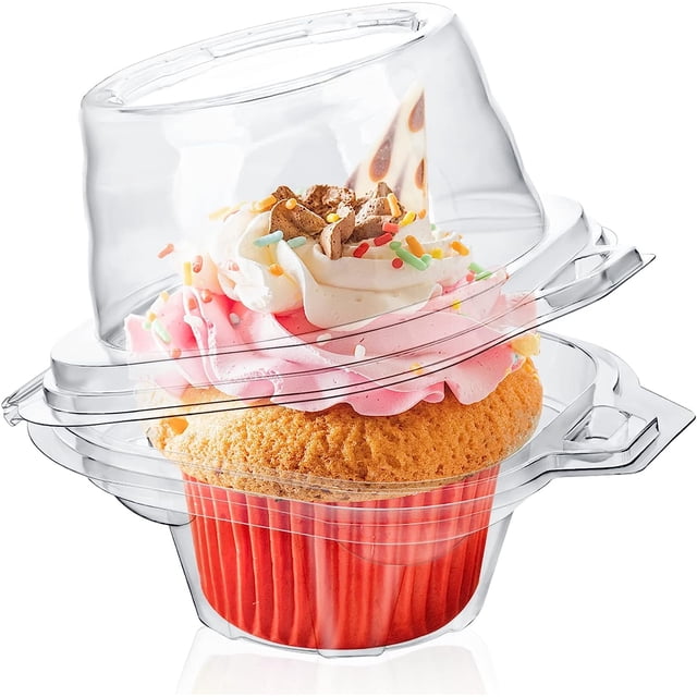 Caja para cupcakes Dockapa con tapa de cúpula alta transparente (100 unidades)