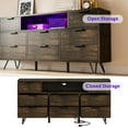 thumbnail image 5 of Garvee Wooden Antique Dark Bedroom Dresser with LED Lights and Electrical Outlet, 55-inch TV Stand with 8 Drawers, Modern Chest of Drawers for Closet, Hallway, Entryway, 5 of 8