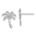 thumbnail image 1 of 14k White Gold Palm Tree Earrings Ball Button Outdoor Nature, 1 of 7