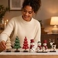 thumbnail image 5 of Darzheoy Christmas Signs, Wooden Set of 7 Snowman Reindeer Decor, Vintage Winter Tabletop Accent, Indoor Christmas Decor for Home Fireplace Mantel Shelf, 5 of 7