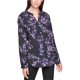 thumbnail image 1 of Calvin Klein Camisa con botones florales para mujer, negro, 1X, 1 of 1