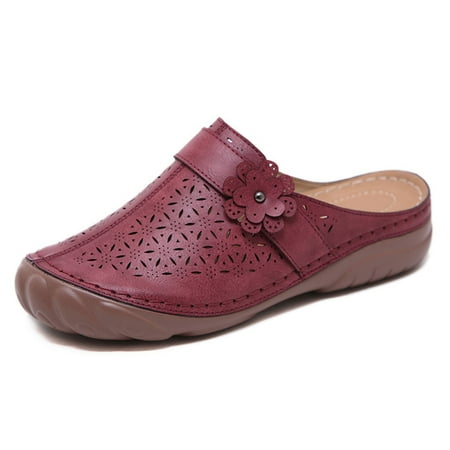 

Women s Retro Sandals Lightweight Hollow Thick-Soled Baotou Slippers Comfortable Round Toe Casual Shoes 41 Red