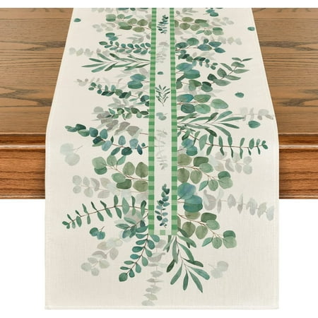 

Eucalyptus Summer Table Runner Seasonal Spring Summer Flowers Kitchen Dining Table Decoration for Home Party Decor 13 x 72 Inch