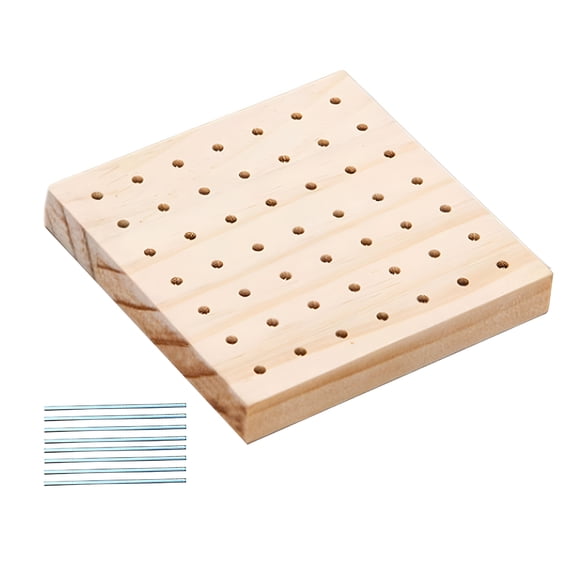 LAMIRO Crochet Blocking Boards Pegboard for Crochet Blocking Crochet Supplies Wooden Board with Pegs for Granny Squares Needlework Knit Purse Bags 10cmx10cm