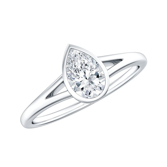 Rosec Jewels Lab Grown Diamond Bezel Setting Engagement Ring - 0.6 Carat - EF-VS Quality, 925 Sterling Silver, US 4.00