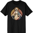 thumbnail image 3 of Virgin Mary  Adult Black Crew Neck Short Sleeve Tee-Medium, 3 of 4