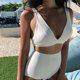 thumbnail image 3 of Advancent Conjunto de traje de baño dividido para mujer, traje de baño de verano de Color sólido sin mangas con tirantes, traje de playa Traje de baño Blanco L, 3 of 6