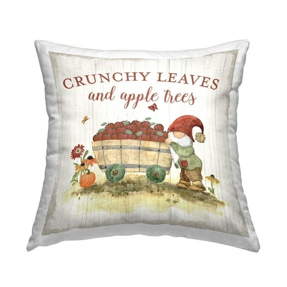 Stupell Industries Gnome & Apple Harvest Decorative Printed Throw Pillow, 18 x 18