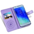 thumbnail image 3 of Compatible with Samsung Galaxy J3 Orbit J 3 Star 2018 3J Achieve Wallet Phone Case and Tempered Glass Screen Protector Flip Credit Card Holder Stand Mandala Flower Cell Cover for J337A J337V Purple, 3 of 9