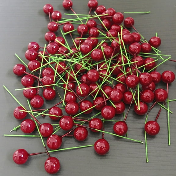Masteelf  100 Pcs Simulation Cherry Christmas Tree Decorations Fruit Berry Red