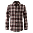 thumbnail image 2 of BiZtdJrK Mens Dress Shirts Vintage Checked Long Sleeve Button Down Shirt Fall Lightweight Plaid Cardigan Tops Red M, 2 of 5