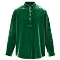 thumbnail image 5 of LNWUY Men's V Neck Velvet Shirts Fashion Button Down Long Sleeve Dress Blouses Vintage Casual Loose Fit Outfits Clothes Green XXL, 5 of 6