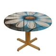 thumbnail image 3 of Awypu  Rustic Daisy Round Tablecloth Vintage Flower on Wood Grain Board Circle Table Cloth Cabin Country Style Table Cover Heat Resistant for Kitchen Dining Indoor Outdoor Decor White, 3 of 7