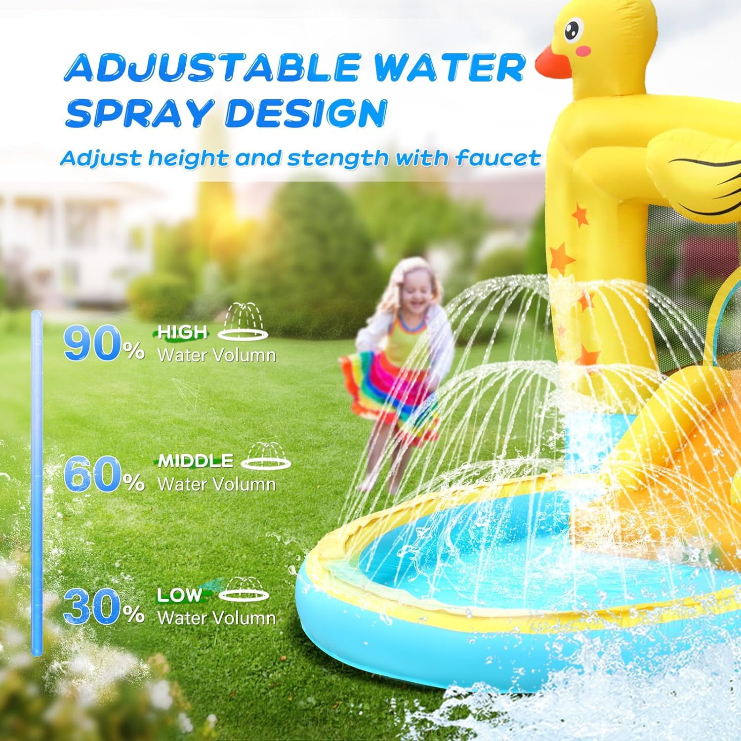 JOYMOR Duckling Bounce House Water Slide for Kids 3 to 8 Years, 250 lb Max Load, 5 Pieces