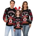 thumbnail image 1 of Marvmys Chandail de Noël Assorti pour la Famille Col Rond Rennes Flocons de Neige Chandail Tricoté Laid pour Hommes Femmes, 1 of 7