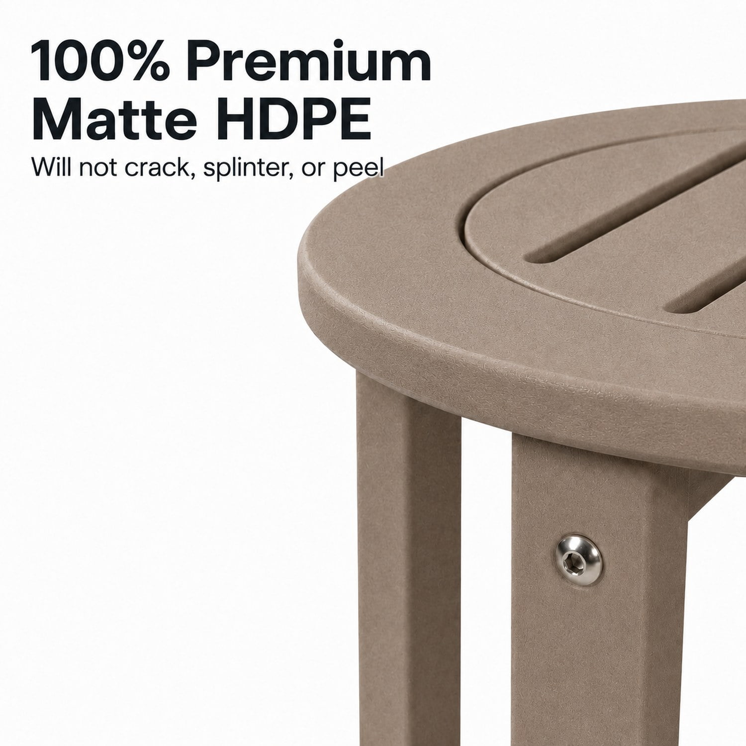 Antique Brown HDPE Outdoor Side Table, Small All-Weather Patio End Table, 15.94 in. L x 15.94 in. W x 17.71 in. H