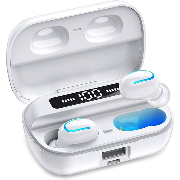 Écouteurs Sans Fil, Casque Bluetooth 5.1 à Affichage 100H avec Microphone, Mini-Écouteurs Sans Fil Intra-Auriculaires