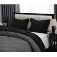 thumbnail image 5 of D.N.G. BEDDINGS 3 Piece Luxury Reversible Diamond Pattern Comforter Set Premium Super Soft, All Season 800 TC, 100% Egyptian Cotton Super King Size Dark Grey/Black Solid Color, 5 of 7