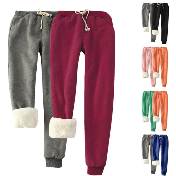 Sakmal Black Sweatpants Women 2-Pack Wide Leg Plus Size Joggers Pants Athletic Elastic Waist Solid Sweatpants for Women L