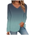 thumbnail image 2 of Womens Blouses Women's Spring/Summer Printed V Neck T Shirt Base Top Long Sleeve T Shirt Long Sleeve Shirts for Women, 2 of 5
