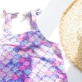 thumbnail image 4 of ibiyuan One Piece Bathing Suit for Girls Tankini with Shorts Toddler Bathing Suit Girl Adjustable Strap Cute Pattern Print Bikini Set Swim Tank Top Cut Out Modest Swimwear,Purple-C, 4 of 5