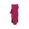 thumbnail image 2 of BLISSFUL STEP Women's Boots Faux Suede Ankle Booties Block Heel Round Toe Buckle Side Zip Boots Hot Pink 5.5, 2 of 7