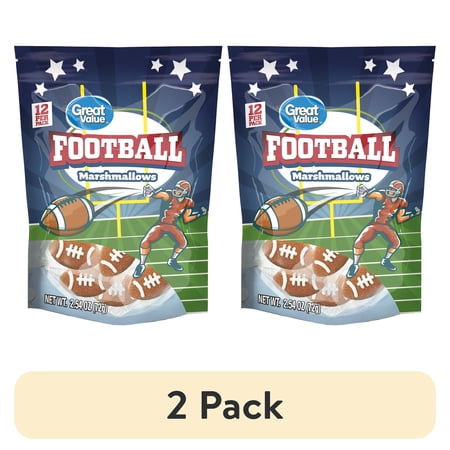(2 pack) Great Value Gluten Free, Football Marshmallows, 2.54 oz, 12 Count Bag