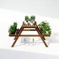 thumbnail image 5 of Furinno Tioman Outdoor Hardwood 3-Tier Freestanding Plant Stand, Plant Shelf Organizer, Natural, 5 of 6