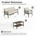 thumbnail image 4 of Heynemo 4 Piece Outdoor Patio Furniture Set, Metal Patio Conversation Set with Coffee Table for Porch Backyard Garden, Khaki, 4 of 7