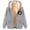 Gray, variant on Womens Fleece Lined Jackets Trendy Long Sleeve Zip Up Drawstring Coats Furry Comfy Jacket with Pockets Funny Floral Print Outerwear