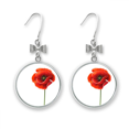 thumbnail image 1 of Red Flower Art Painting Corn Simplicity Bow Earrings Drop Stud Pierced Hook, 1 of 3
