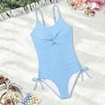 thumbnail image 4 of Swim Suit Blue Girls 1 Piece Swimsuits Sleeveless Quick Dry Vacation Bathing Suits for Girls 13-14 Years, 4 of 5