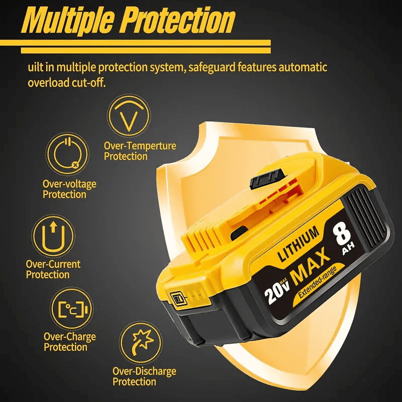 6Pack Replace for Dewalt 20V Max Battery 8000mAh, Replacement for dewalt 20v Batteries DCB200 DCB201 DCB206 DCB204 DCB208, Compatible with DeWalt 20V Cordless Power Tools and Chargers