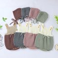 thumbnail image 2 of Fashionable Infant Knitted Romper Set, Baby Boys Girls Summer Autumn Simple Style Color Matching Sleeveless Suspender Jumpsuit + Solid Color Hat Kit, 2 of 5