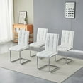thumbnail image 4 of Dining Chairs Set of 4, Cantilever Side Chairs with PU Upholstered and Stainless Steel Legs, Dining Chairs for Kitchen, Living Room, 4 of 8