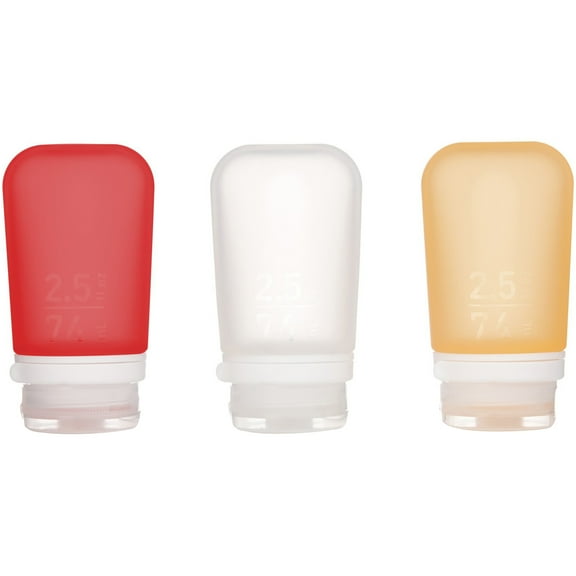 Humangear GoToob  Soft Silicone Travel Bottle 3-Pack - Medium - Clear/Red/Orange