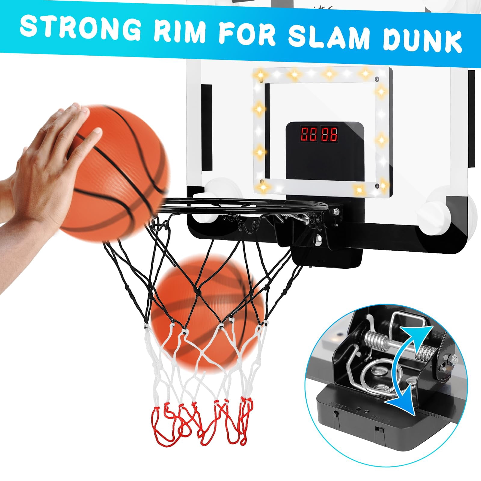 Cyfie Basketball Hoop Set for Kids,LED Light Basketball Hoop with Scoreboard,Christmas Gift for Boys and Girls,Deal on Sale Clearance