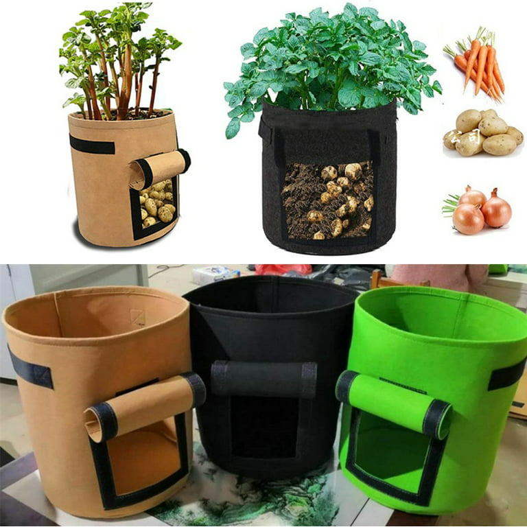 2 x Potato Grow Bag 10 Gallon (1 Twin Pack) Planter 45cmH x 35cmD Green  Tomato