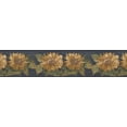 thumbnail image 2 of Fleurs Jaunes Bleu Marine Peinture de Bordure de Papier Peint Rétro par Conception, Rouleau 15' x 5,25'', 2 of 3